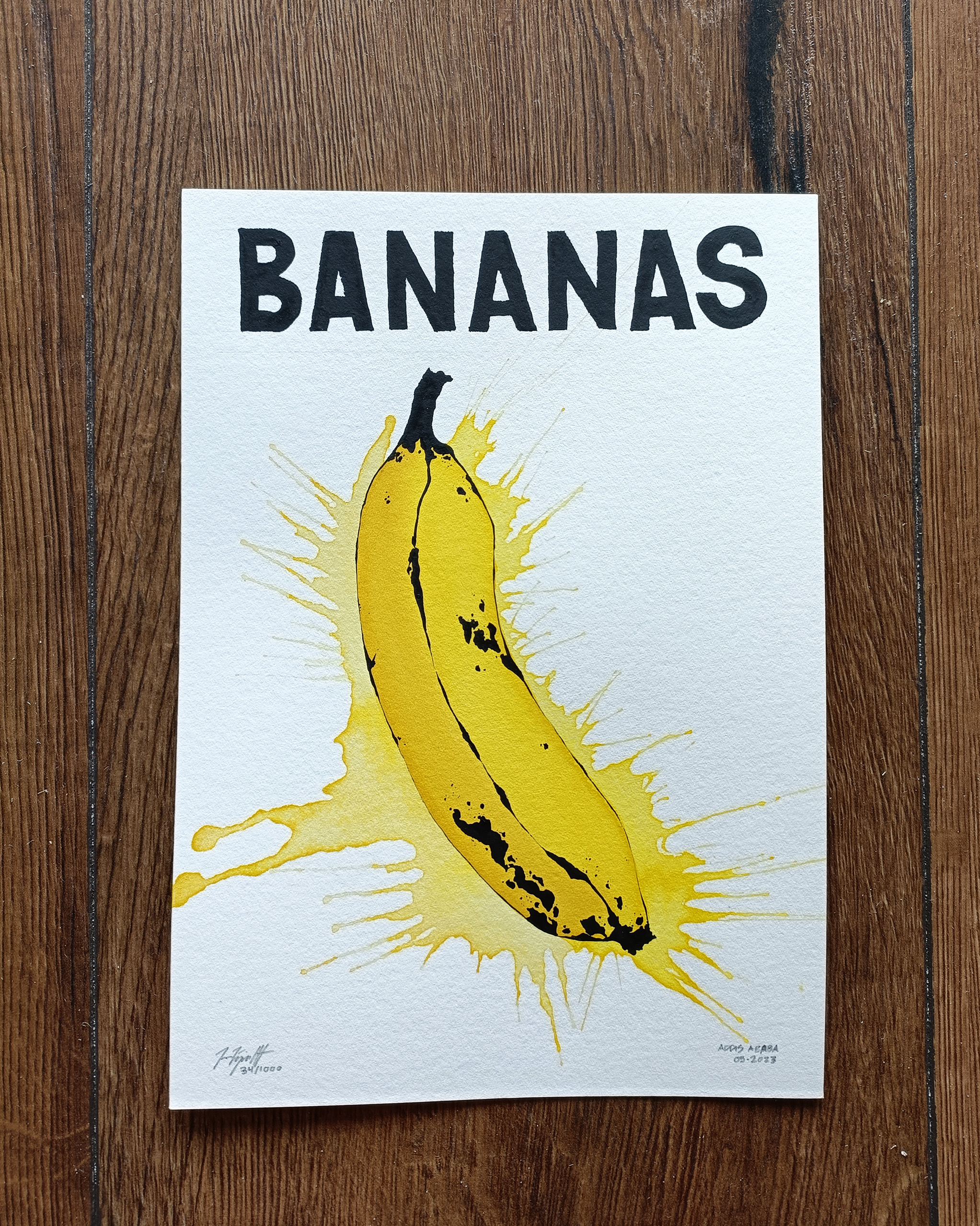 VESTPAA STUDIO Denmark Original Artwork Watercolor No. 35, Banana Artwork, Banana Painting, Watercolour bananas