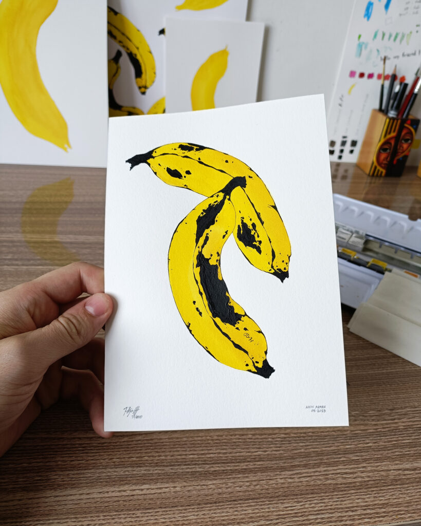 VESTPAA STUDIO Denmark Original Artwork Watercolor No. 35, Banana Artwork, Banana Painting, Watercolour bananas