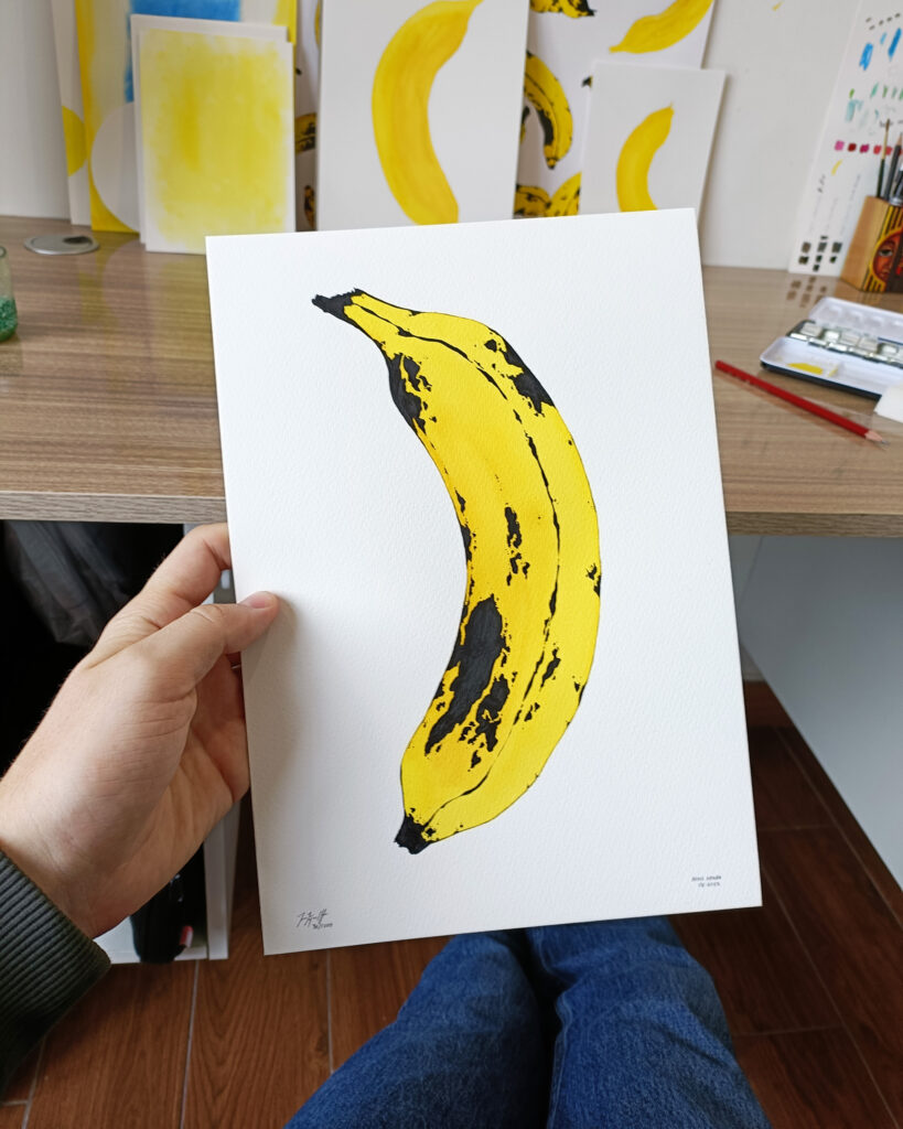 VESTPAA STUDIO Denmark Original Artwork Watercolor No. 37, Banana Artwork, Banana Painting, Watercolour bananas