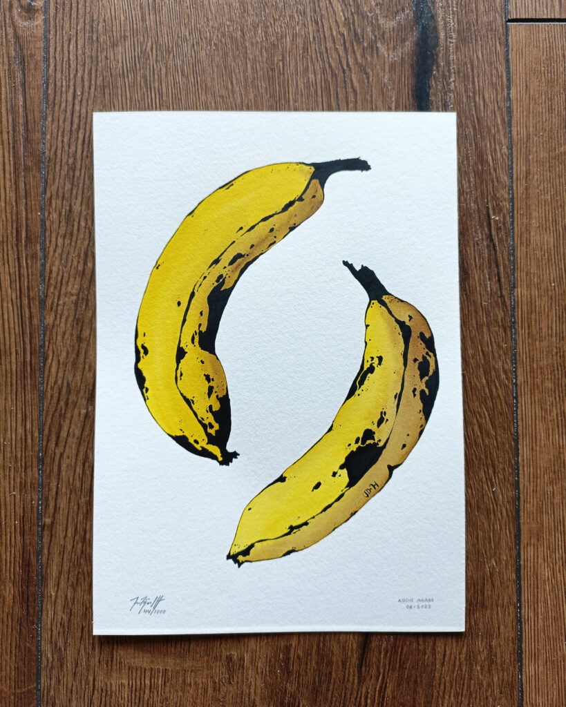 VESTPAA STUDIO Denmark Original Artwork Watercolor No. 44, Banana Artwork, Banana Painting, Watercolour bananas