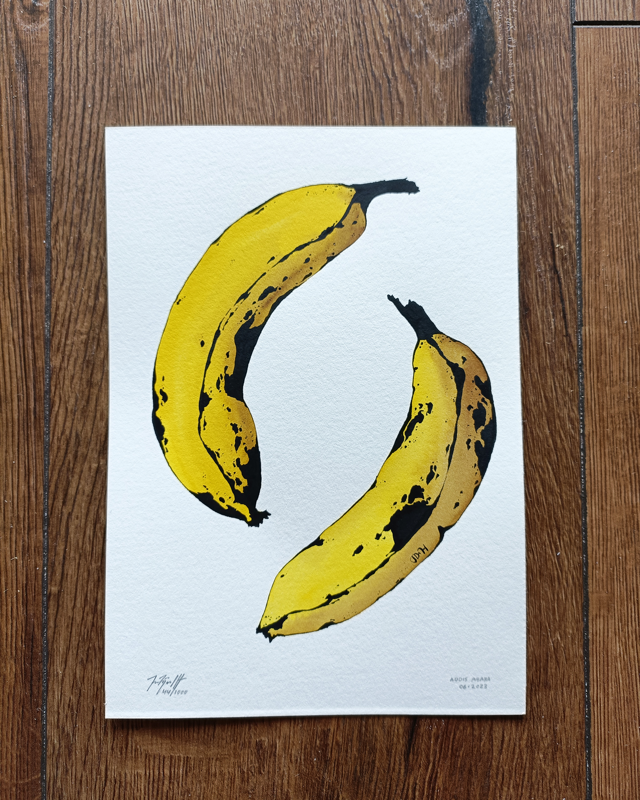 VESTPAA STUDIO Denmark Original Artwork Watercolor No. 44, Banana Artwork, Banana Painting, Watercolour bananas