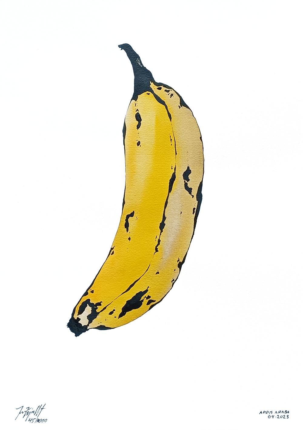 Vestpaa Studio Original Artwork Watercolor No. 45, banana watercolor, Banana Art