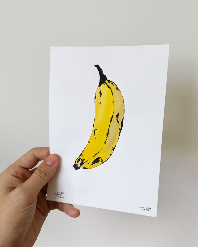 VESTPAA STUDIO Denmark Original Artwork Watercolor No. 45, Banana Artwork, Banana Painting, Watercolour bananas