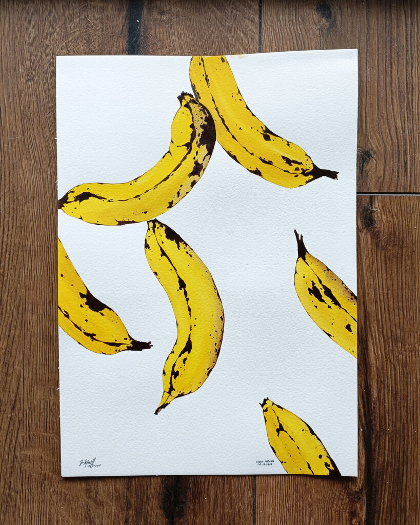 VESTPAA STUDIO Denmark Original Artwork Watercolor No. 46, Banana Artwork, Banana Painting, Watercolour bananas