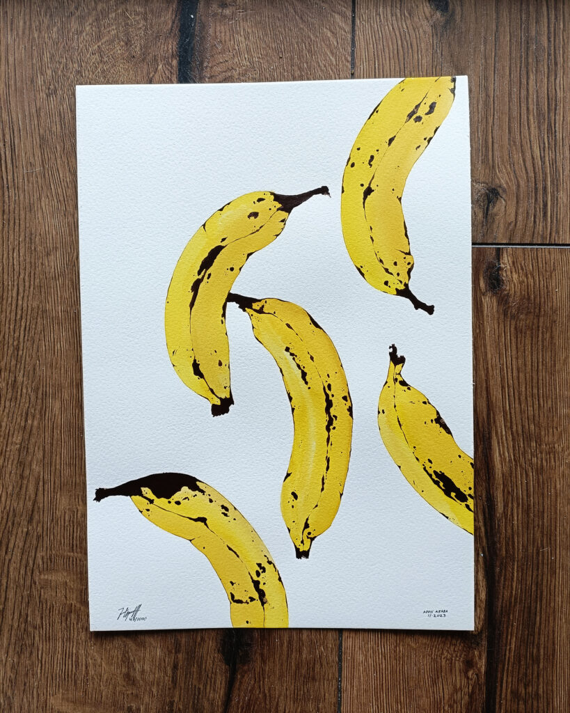 VESTPAA STUDIO Denmark Original Artwork Watercolor No. 47, Banana Artwork, Banana Painting, Watercolour bananas