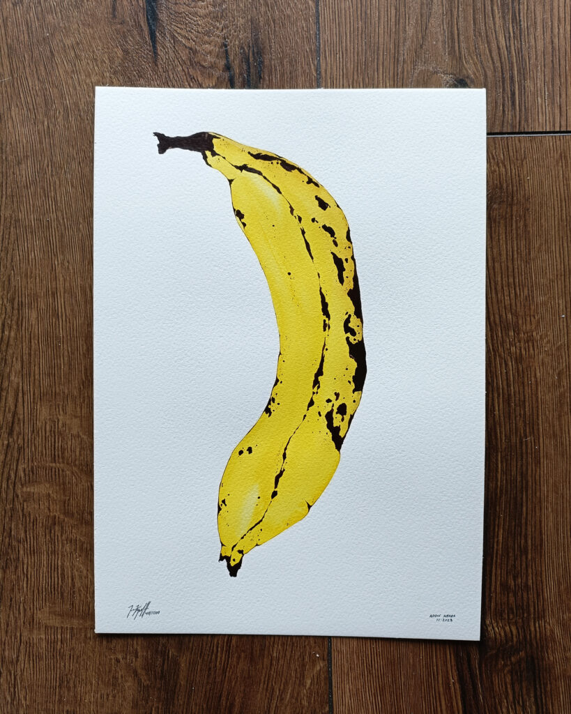 VESTPAA STUDIO Denmark Original Artwork Watercolor No. 49, Banana Artwork, Banana Painting, Watercolour bananas