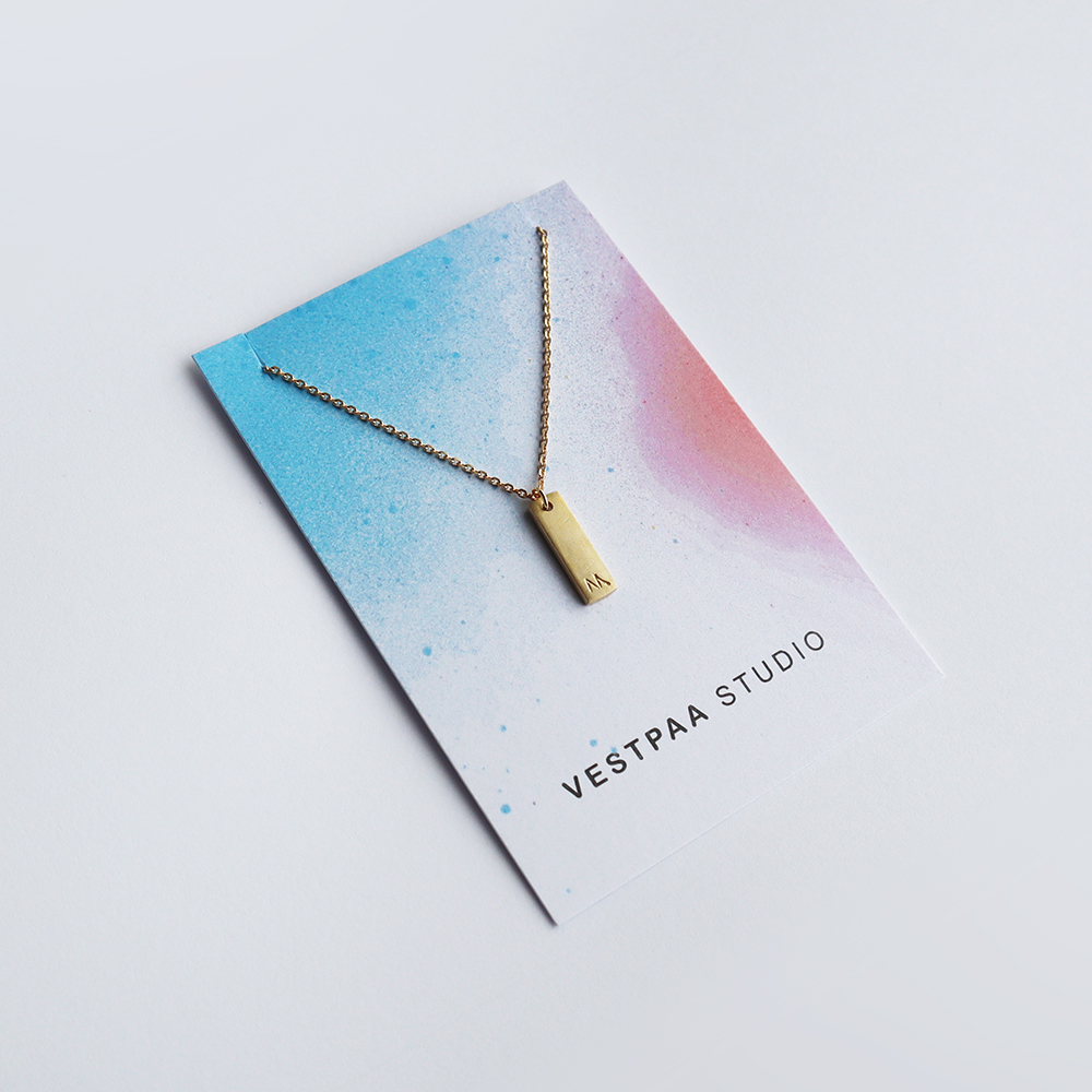 Thin Bar ‘M’, Pendant necklace