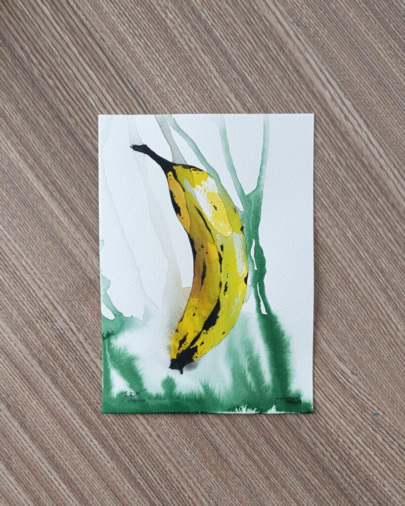 VESTPAA STUDIO Denmark Original Artwork Watercolor No. 52, Banana Artwork, Banana Painting, Watercolour bananas