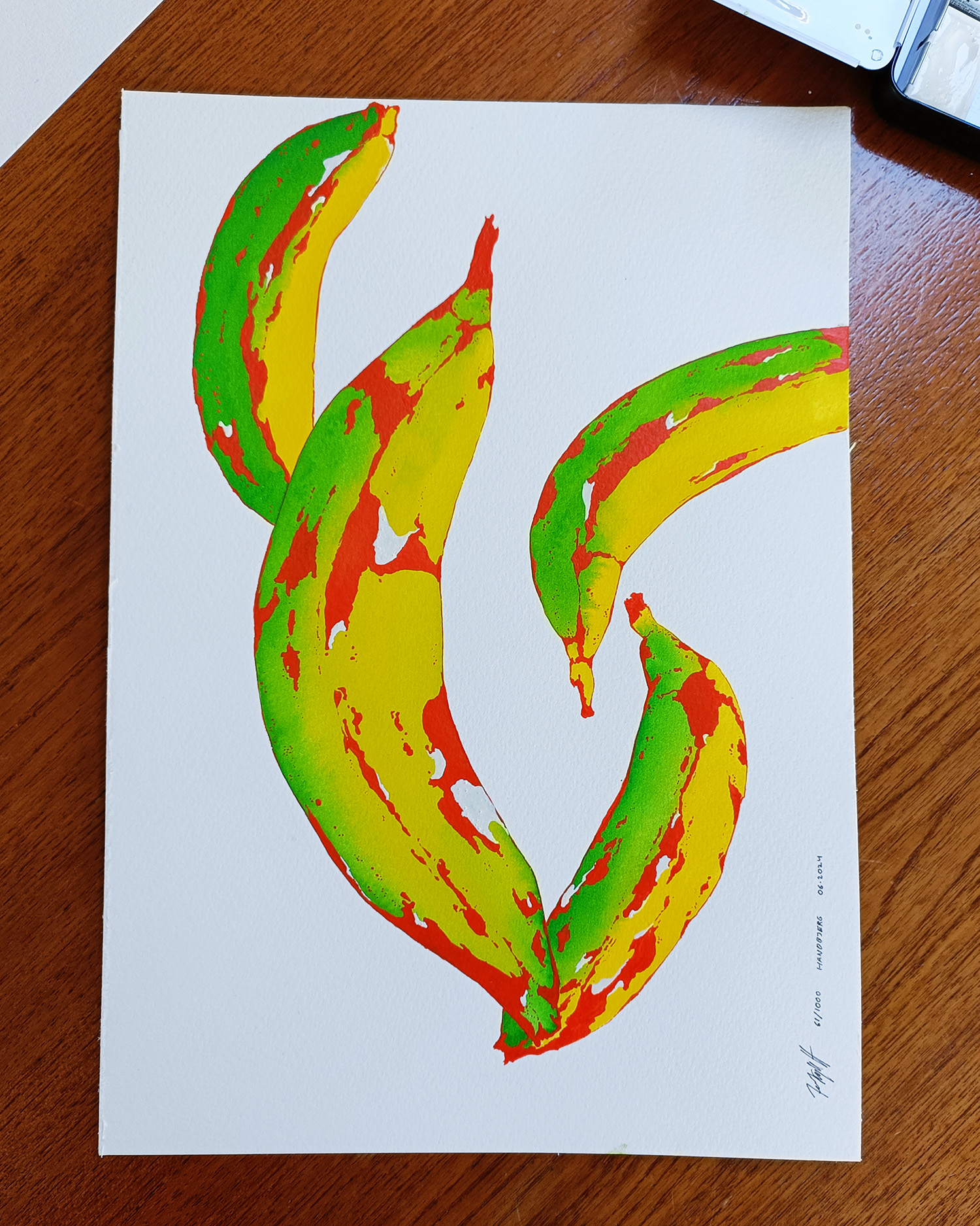 Vestpaa Studio Original Artwork No. 61, Banana Art Watercolour